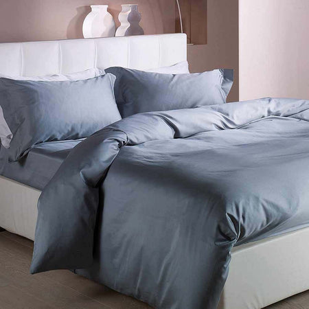 CALEFFI-COMPLETO-COPRIPIUMINO-RASO-DI-COTONE--LETTO-MATRIMONIALE-TINTA-UNITA-VARI-COLORI