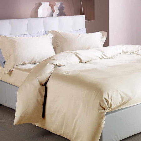 CALEFFI-COMPLETO-COPRIPIUMINO-RASO-DI-COTONE--LETTO-MATRIMONIALE-TINTA-UNITA-VARI-COLORI