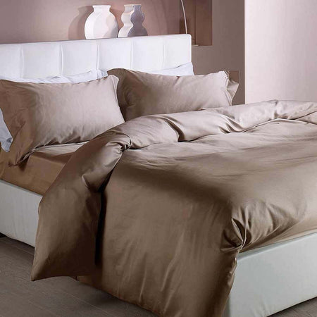 CALEFFI-COMPLETO-COPRIPIUMINO-RASO-DI-COTONE--LETTO-MATRIMONIALE-TINTA-UNITA-VARI-COLORI
