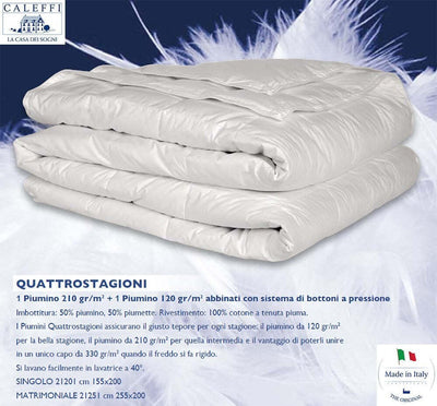 Caleffi Piumino in Piuma D’oca 50 E 50 Quattrostagioni Letto Matrimoniale 255x200 Cm 100% Cotone Lavabile 40° Casa e cucina/Tessili per la casa/Biancheria da letto/Piumini e set da letto/Piumini La Bottega del Risparmio - Bari, Commerciovirtuoso.it