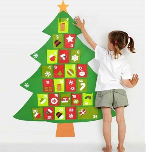 Calendario-Avvento-Albero-Natale-Gigante-110cm-Con-Tasche-Decorazioni-Natalizie