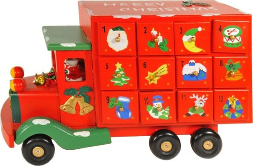 Calendario-Avvento-Furgoncino-Di-Natale-In-Legno-Cassetti-Decorazioni-Natalizie