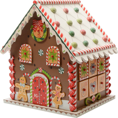 Calendario dell'avvento a forma di casa di zucchero in legno MDF da 27 cm Casa e cucina/Decorazioni per interni/Addobbi e decorazioni per ricorrenze/Decorazioni natalizie/Calendari dell'avvento MagiediNatale.it - Altamura, Commerciovirtuoso.it