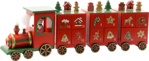 Calendario dell'avvento a forma di trenino rosso in legno MDF da 15 cm Casa e cucina/Decorazioni per interni/Addobbi e decorazioni per ricorrenze/Decorazioni natalizie/Calendari dell'avvento MagiediNatale.it - Altamura, Commerciovirtuoso.it