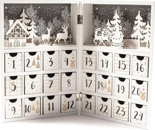 Calendario dell'avvento in legno, colore bianco, da 21 x 30 x 9 cm Casa e cucina/Decorazioni per interni/Addobbi e decorazioni per ricorrenze/Decorazioni natalizie/Calendari dell'avvento MagiediNatale.it - Altamura, Commerciovirtuoso.it