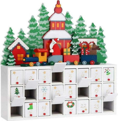 Calendario-Dell'avvento-Trenino-Natalizio-Di-Babbo-Natale-In-Legno-24-Cassetti
