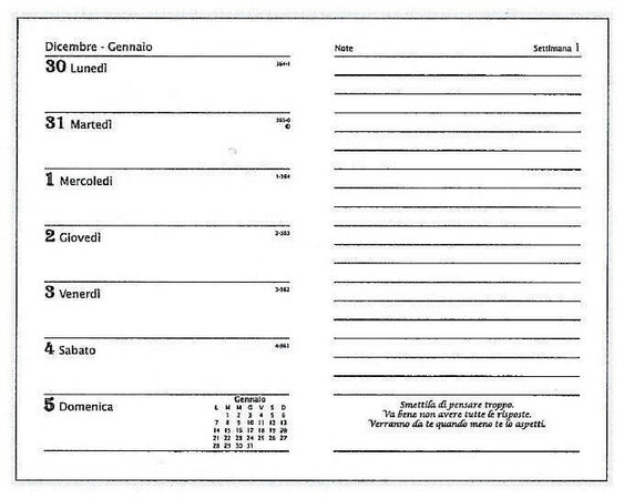 Calendario Filosofico Agenda Filosofica Settimanale 2023 Media 13x21 Bianca " Inizia a Fare Ciò Che Ti Piace E Rende Felice"