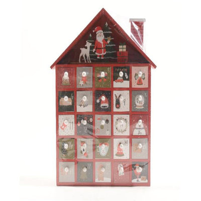 Calendario dell'avvento a forma di casa in legno h 34 cm