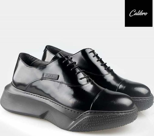 Calibro Scarpe Stringate Nere Uomo Maxi Suola Scarpa Plateau 6 Cm Effetto Extra Comfort Con Fondo Antiscivolo Logo Laterale Moda/Uomo/Scarpe/Scarpe stringate basse D'Avanzo Clazature - Nola, Commerciovirtuoso.it