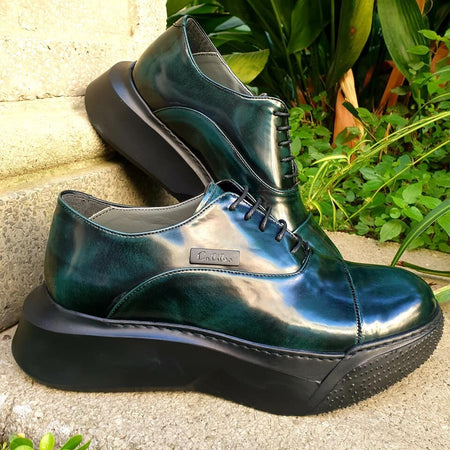 Scarpe Stringate Uomo Scarpe Camoscio Verde Calibro Scarpe