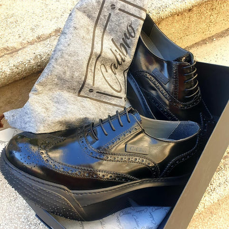 Calibro Scarpe Stringate Uomo Scarpa Francesina Lacci Suola in Gomma 6cm Scarpa Antiscivolo Comfort Fodera in Vitello Coda di Rondine Moda/Uomo/Scarpe/Scarpe stringate basse D'Avanzo Clazature - Nola, Commerciovirtuoso.it