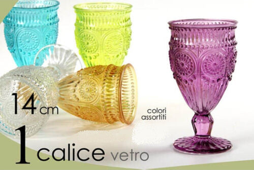 Calice Vino Bicchiere Cocktail Acqua Drink Colori Assortiti 14cm In Vetro 628023 Casa e cucina/Stoviglie/Bicchieri e cristalli/Calici da acqua Trade Shop italia - Napoli, Commerciovirtuoso.it