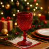 Calice in vetro rosso per decorazioni natalizie 210 ml