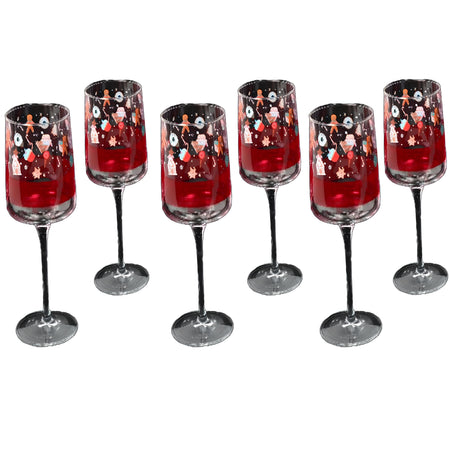 Bicchieri "Candy" in vetro rossi da tavola per decorazione ambienti set da 6