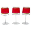 Set da 6 calici in vetro rossi con righe oro da 320 ml decorazione moderna