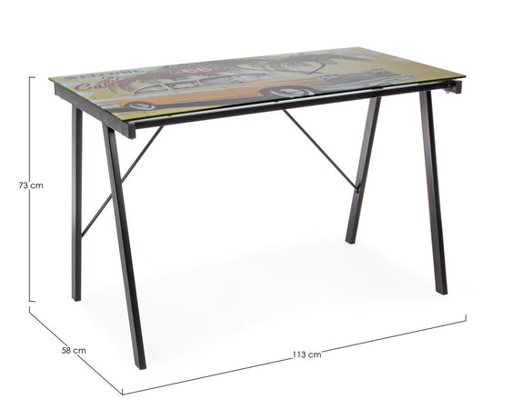 Scrivania moderna "Young" porta pc da ufficio e cameretta in vetro 113 cm