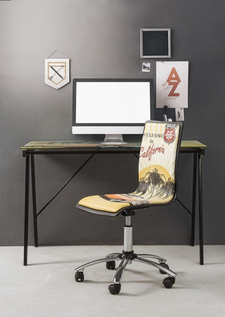 Scrivania moderna "Young" porta pc da ufficio e cameretta in vetro 113 cm