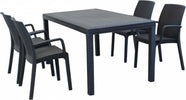CALIGOLA---set-tavolo-fisso-in-wicker-cm-150x90-compreso-di-4-sedute-Antracite-Milani-Home