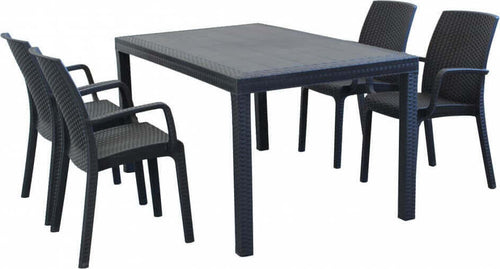 CALIGOLA---set-tavolo-fisso-in-wicker-cm-150x90-compreso-di-4-sedute-Antracite-Milani-Home
