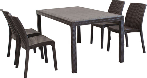 CALIGOLA---set-tavolo-fisso-in-wicker-cm-150x90-compreso-di-4-sedute-Marrone-Milani-Home