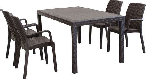 CALIGOLA---set-tavolo-fisso-in-wicker-cm-150x90-compreso-di-4-sedute-Marrone-Milani-Home