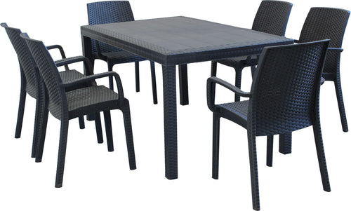 CALIGOLA---set-tavolo-fisso-in-wicker-cm-150x90-compreso-di-6-sedute-Antracite-Milani-Home