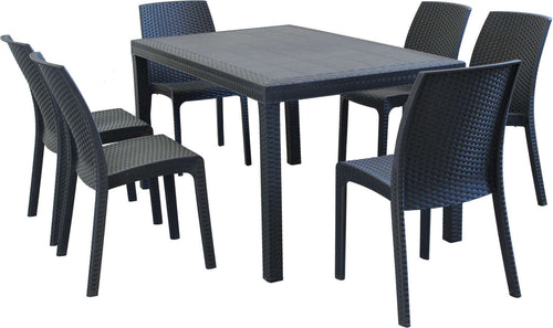 CALIGOLA---set-tavolo-fisso-in-wicker-cm-150x90-compreso-di-6-sedute-Antracite-Milani-Home