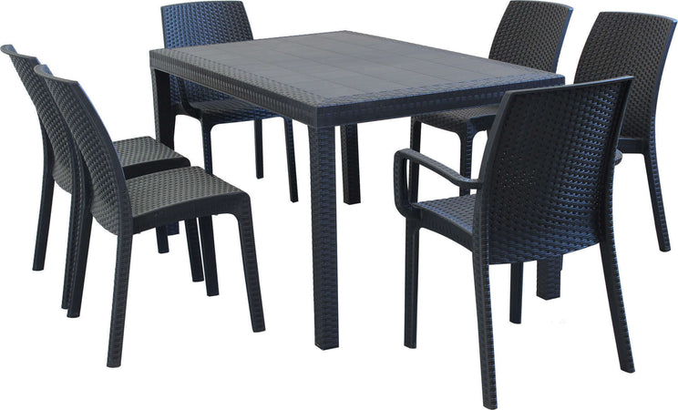 CALIGOLA---set-tavolo-fisso-in-wicker-cm-150x90-compreso-di-6-sedute-Antracite-Milani-Home