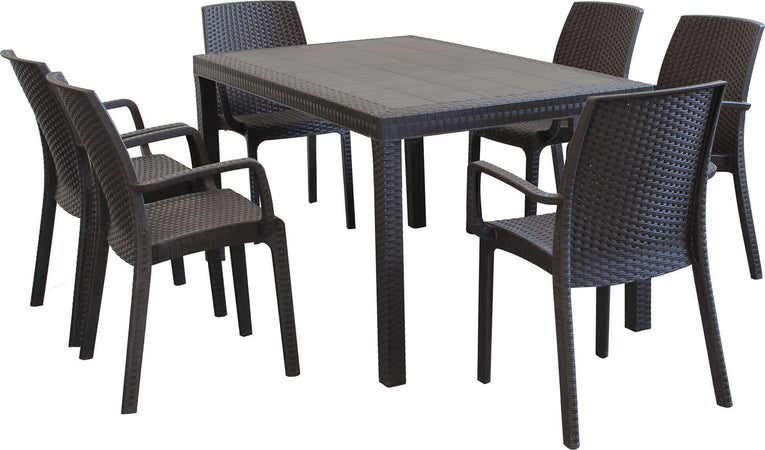 CALIGOLA---set-tavolo-fisso-in-wicker-cm-150x90-compreso-di-6-sedute-Marrone-Milani-Home