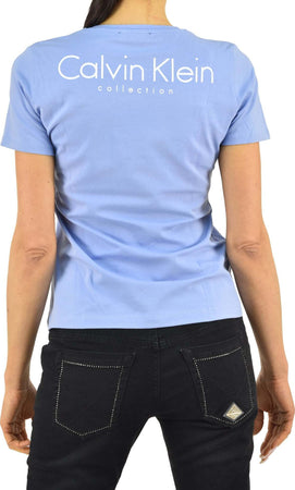 calvin-klein-Calvin-Klein-Collection-T-shirt-Celeste-Donna-Cotone-Stampa-Girocollo-da-donna