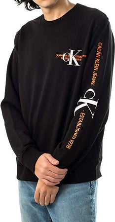 Calvin Klein Felpa Uomo Tinta Unita Girocollo Maniche Lunghe Senza Cappuccio Felpa Maxi Logo Calvin Klein Cotone Elasticizzato Fashion Uomo Moda/Uomo/Abbigliamento/Felpe/Felpe senza cappuccio Euforia - Bronte, Commerciovirtuoso.it