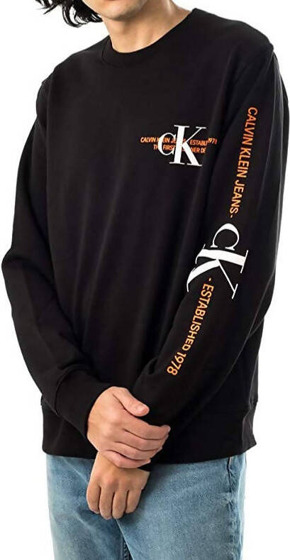 Calvin Klein Felpa Uomo Tinta Unita Girocollo Maniche Lunghe Senza Cappuccio Felpa Maxi Logo Calvin Klein Cotone Elasticizzato Fashion Uomo Moda/Uomo/Abbigliamento/Felpe/Felpe senza cappuccio Euforia - Bronte, Commerciovirtuoso.it