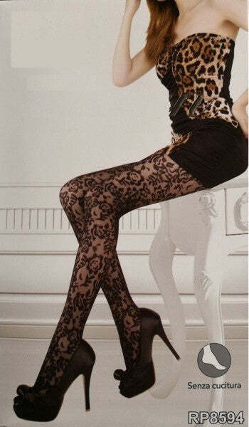 Calze-Collant-Fashion-Calza-Moda-Fantasia-Fiore-Effetto-Pizzo-Donna-Ragazza