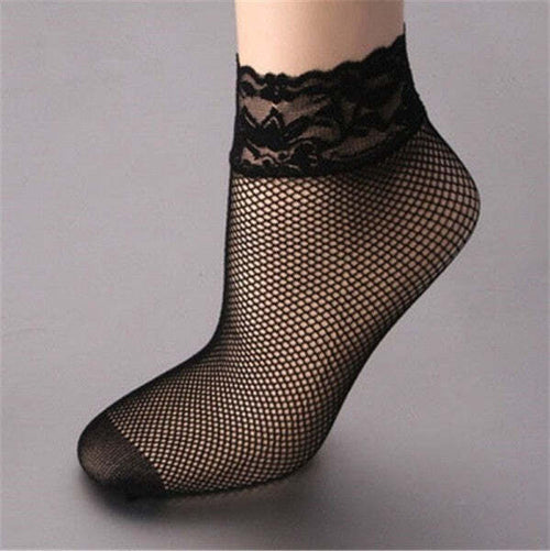 Calzino-Calzini-Velati-Gambaletto-Corto-Nero-Rete-Pizzo-Merletto-Calze-Lingerie