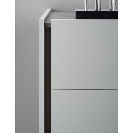 Camera da letto Mirelle colore grigio perla e ossido grigio scuro con armadio 6 ante a specchi e letto contenitore