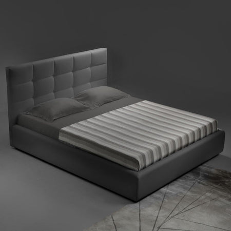 Camera da letto Tania in grigio e talco con armadio 2 ante scorrevoli con specchi e letto contenitore Napoli grigio