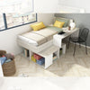 Cameretta 6040 con letto singolo e scrivania reversibile colore bianco consumato e bianco