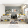 Cameretta 6040 con letto singolo e scrivania reversibile colore bianco consumato e bianco