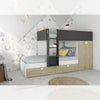 Cameretta con letto a castello con cassettoni e armadio reversibile colore rovere e antracite