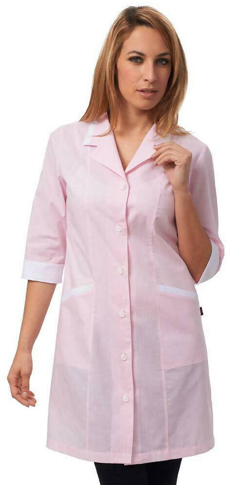 Camice Casacca Cleo Donna Da Lavoro Magazzino Pulizie Siggi Workwear Rigato Rosa Bottoni Scoperti Due Tasche28 Ca0487-3806
