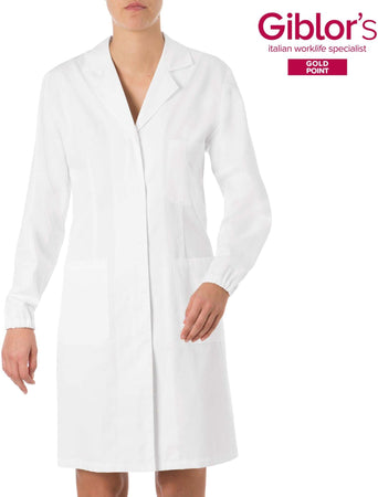 Camice Dottoressa Janeta Bianco 100% Cotone Bottoni Automatici Camice Laboratorio