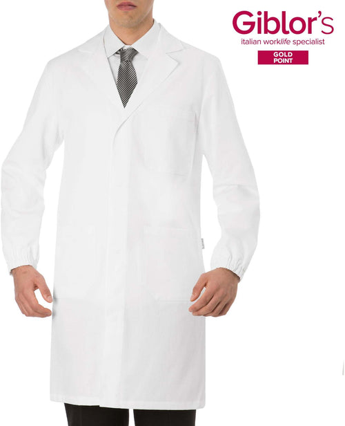 Camice Medico Camillo Bianco 100% Cotone Bottoni Automatici Camice Laboratorio