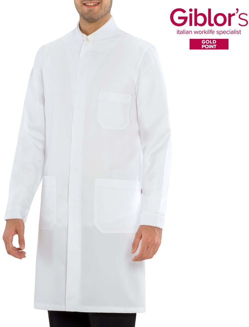 Camice Medico Rocco Bianco No Stiro Camice Medicale Tessuto Tencel Bottoni Automatici