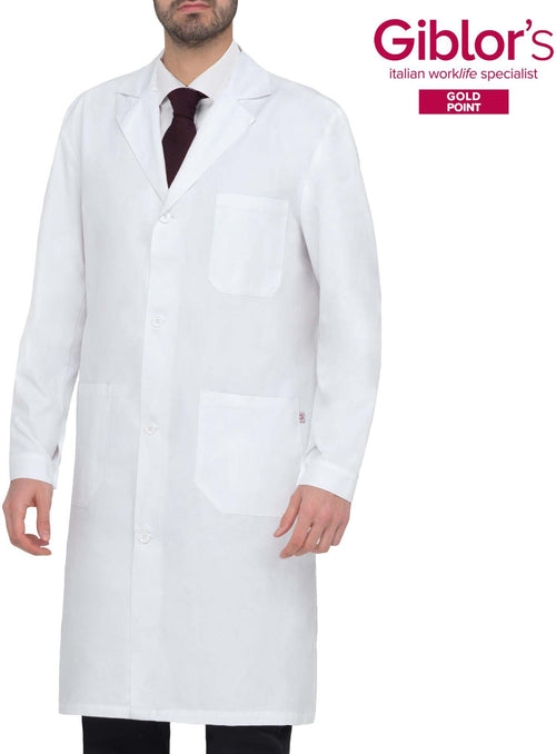 Camice Uomo Ethan Bianco 100% Cotone Medico Farmacista Dentista Laboratorio