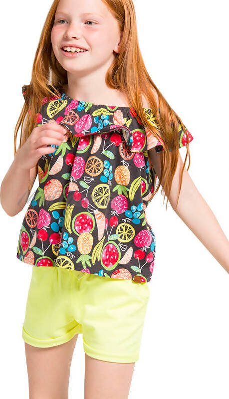 Camicetta Bambina Multi Color Senza Maniche Stampata Estiva Top Canotta Bimba in Cotone Colorato Fantasia Frutta Canottiera con Volant vestito bambina/ragazza Piccole Canaglie - Tropea, Commerciovirtuoso.it
