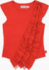 Camicetta Bimba Estiva Volant Rossa Maglia Bambina Top Elegante Estate Rosso in Cotone Mezze Maniche Girocollo Rosso Fashion Bambina t-shirt bambina/ragazza Piccole Canaglie - Tropea, Commerciovirtuoso.it