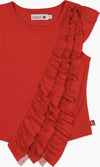 Camicetta Bimba Estiva Volant Rossa Maglia Bambina Top Elegante Estate Rosso in Cotone Mezze Maniche Girocollo Rosso Fashion Bambina t-shirt bambina/ragazza Piccole Canaglie - Tropea, Commerciovirtuoso.it