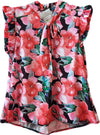 Camicetta Donna Fiori Maglia Top Estivo Senza Maniche Made in Italy Camicia Smanicata con Ruches Volant Fantasia ART. 217700 maglia donna L'Orchidea - Siderno, Commerciovirtuoso.it