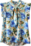 Camicetta Donna Fiori Maglia Top Estivo Senza Maniche Made in Italy Camicia Smanicata con Ruches Volant Fantasia ART. 217700 maglia donna L'Orchidea - Siderno, Commerciovirtuoso.it