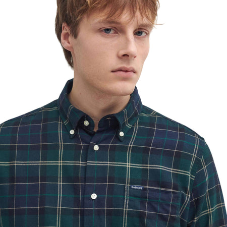 BARBOUR camicia barbour fortrose tailored shirt - tartan green da uomo